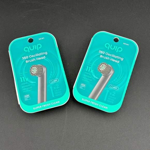 Quip Other - Quip 360 Oscillating Brush Head 2-Pack Black Soft Bristles Replacement 920-00277